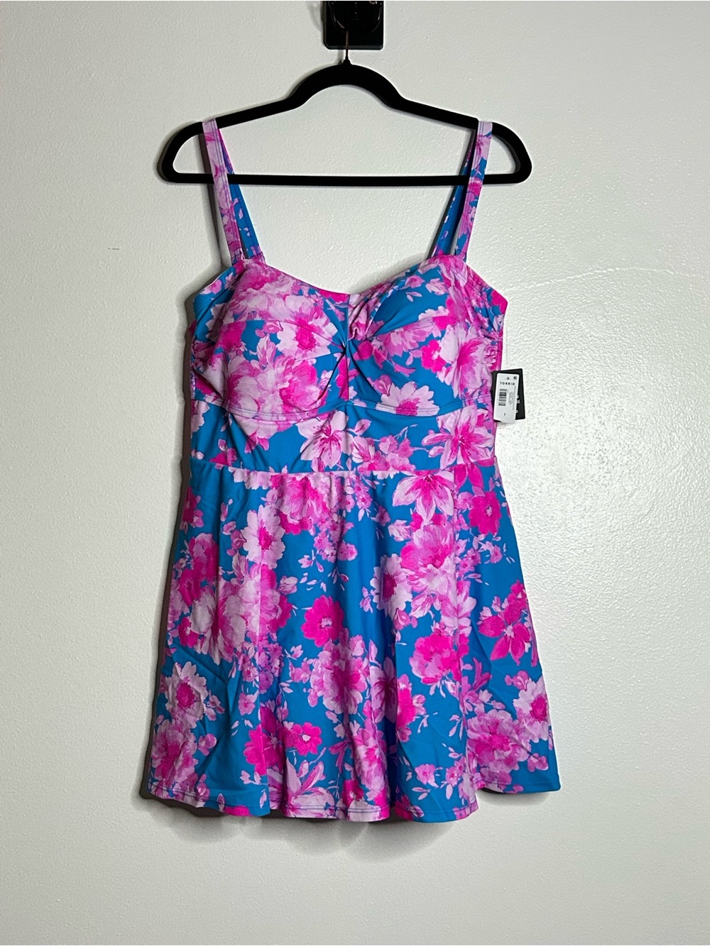 NWT Torrid Steph Floral Blue Wireless Bandeau Swim Dress One Piece 1X Size 1